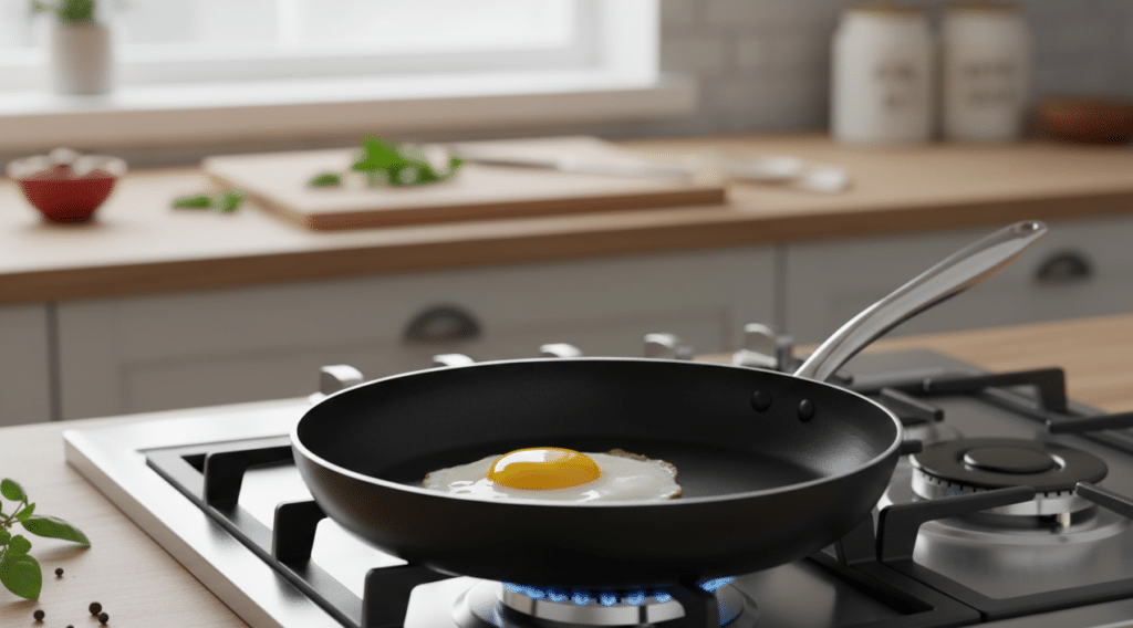 chiefs nonstick pan cooking an egg
