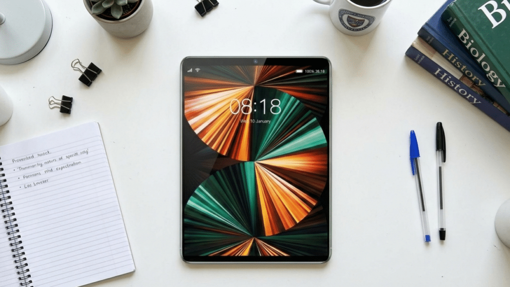 ProTabletX Review 2026: the tablet sitting on desk next to student's notes