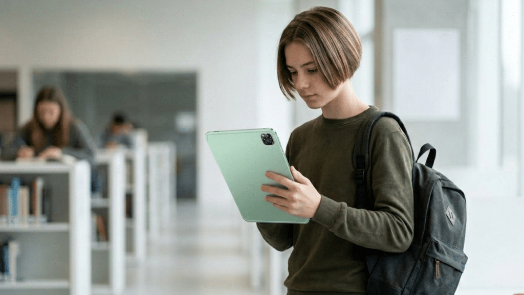 protabletx review: student using the tablet on campus